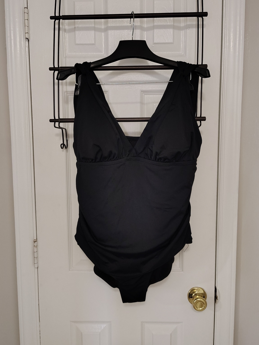 Classic Black V-Neck One-Piece Swimsuit